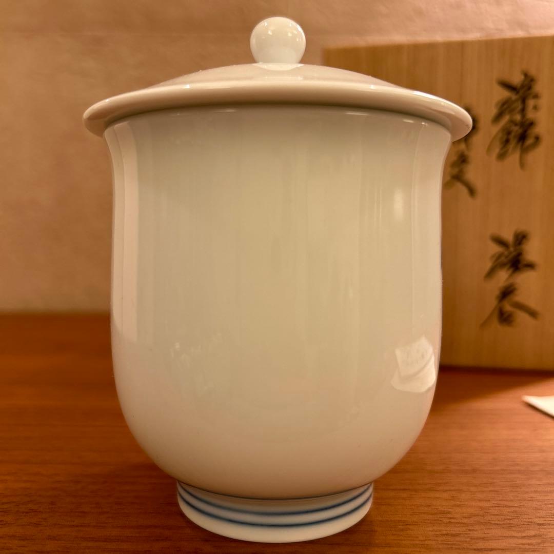 十四代 柿右衛門 染錦 柿文 湯呑 大 共箱 栞