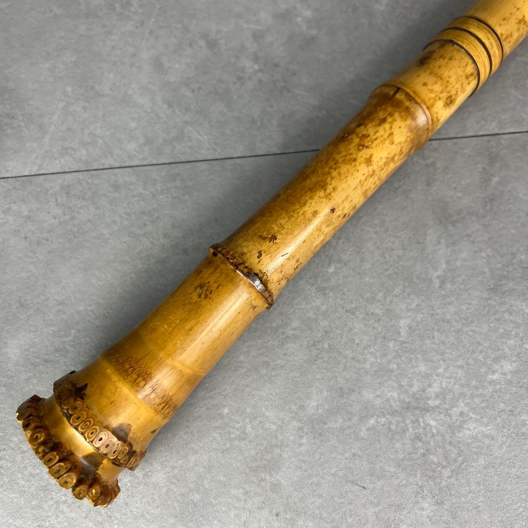 人気　尺八　琴古流　バチ型　銘あり　竹治　1印　銀三線　2尺　5孔　和楽器