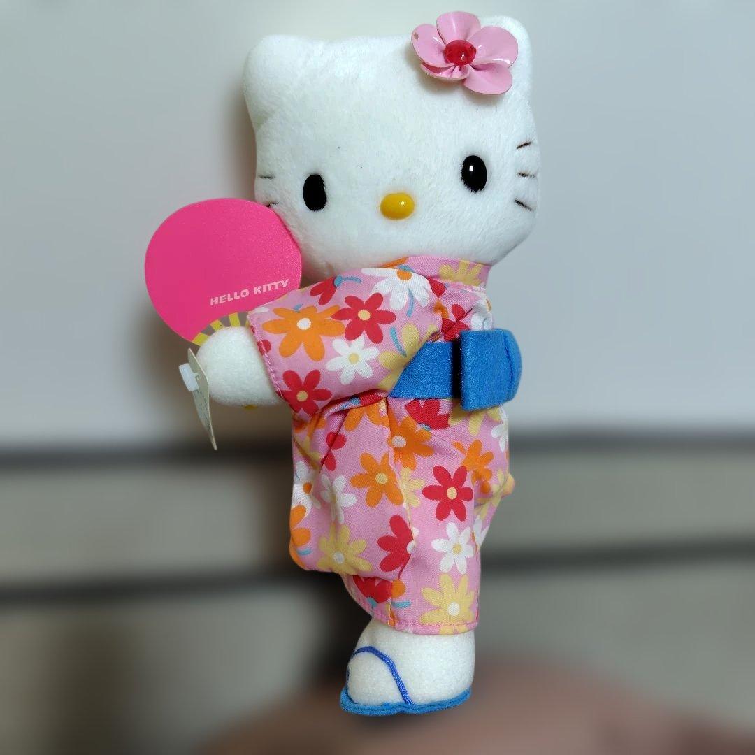 【非売品】ハローキティ 浴衣 ぬいぐるみ うちわ持ち3体セット