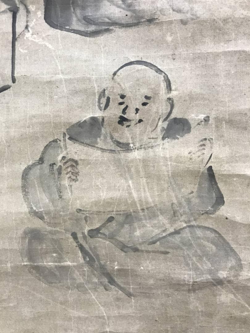 【模写】与謝蕪村外合作/人物俳句合作/人物図/掛軸/名家伝来/AD-790