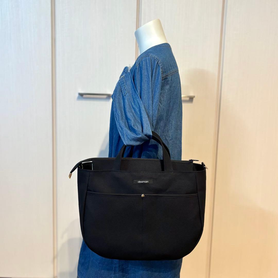 【水時計】ラウンドトートバッグLサイズ　倉敷8号帆布　ブラック