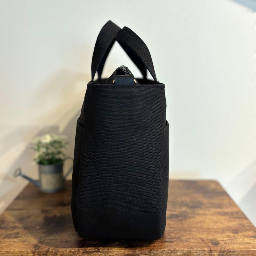 【水時計】ラウンドトートバッグLサイズ　倉敷8号帆布　ブラック