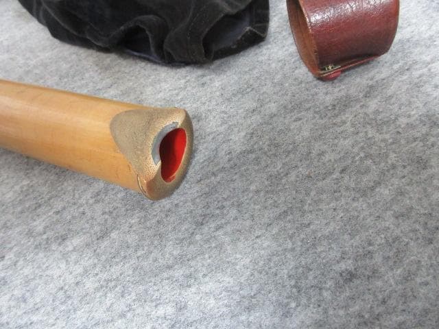 銀製継金具尺八銘有り袋付き [B27875]