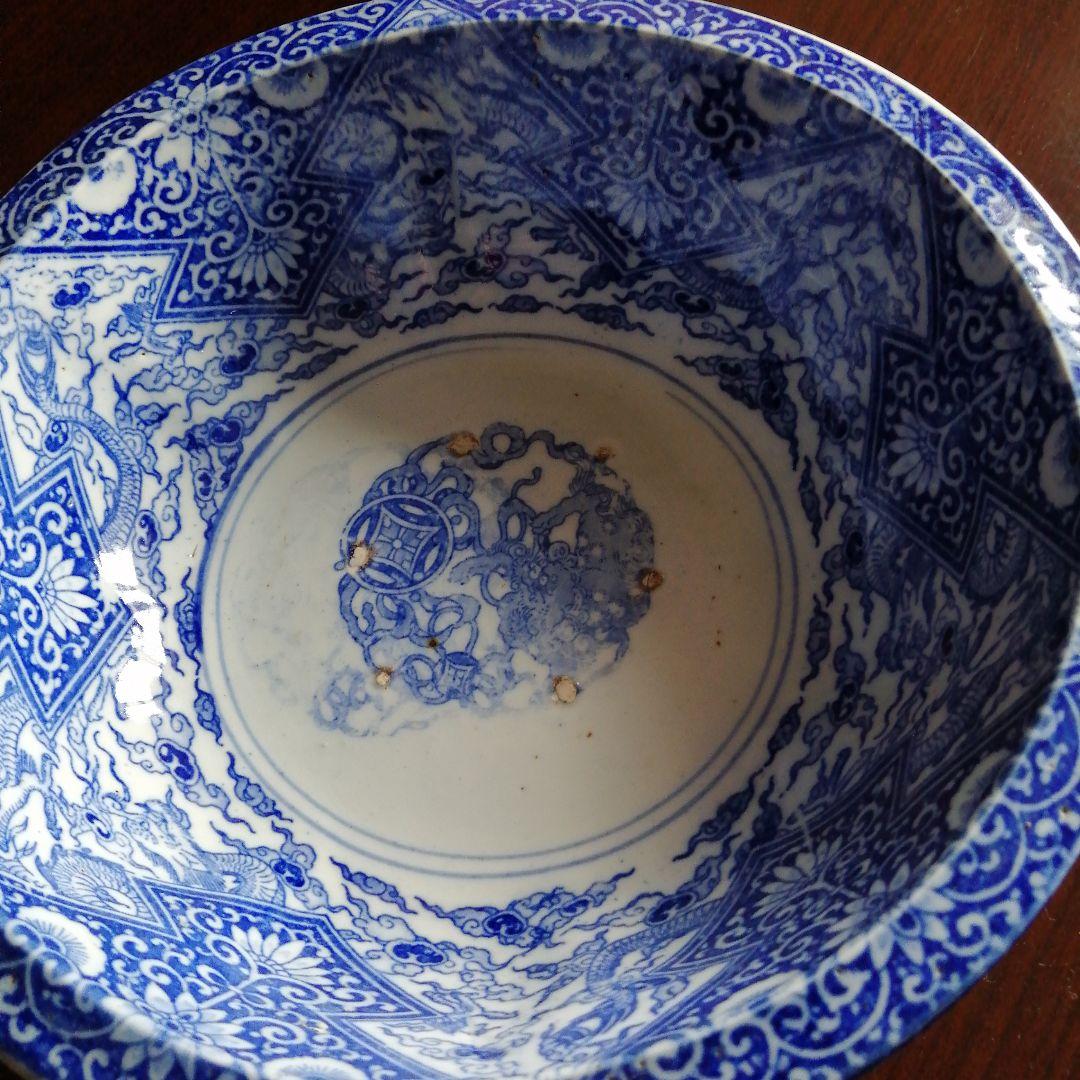古伊万里　染付龍図大鉢　27cm　幕末