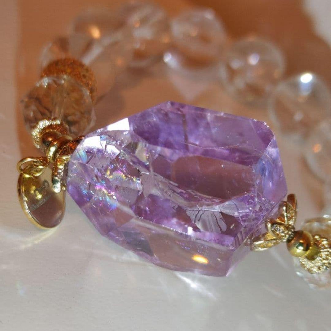 天然石ブレスレット②アイリスアメジスト虹入り水晶