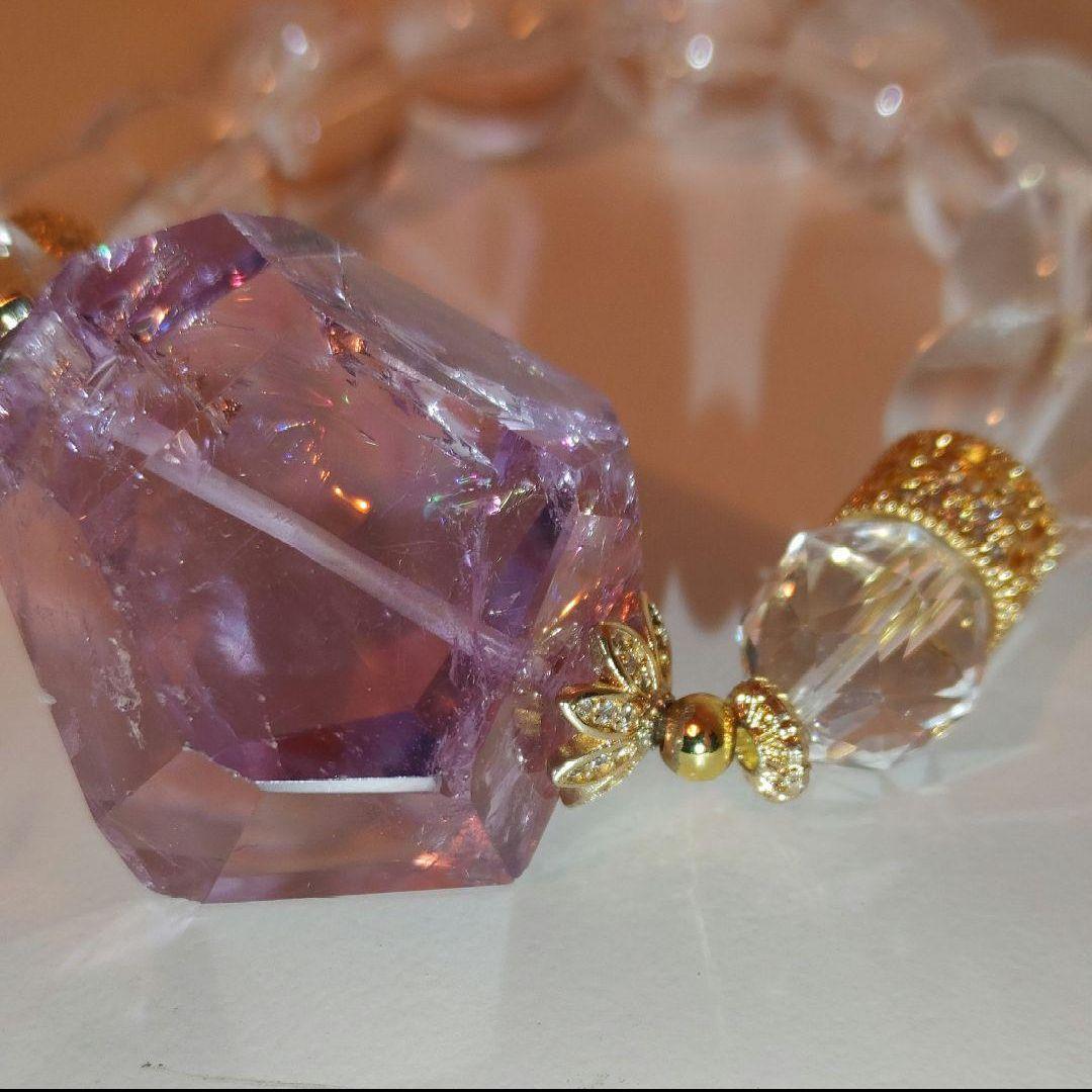 天然石ブレスレット②アイリスアメジスト虹入り水晶