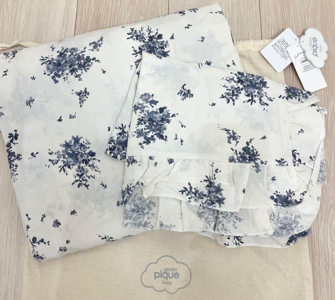 【新品】ジェラートピケスリープ　セミダブル布団&枕カバー　2点セット　花柄