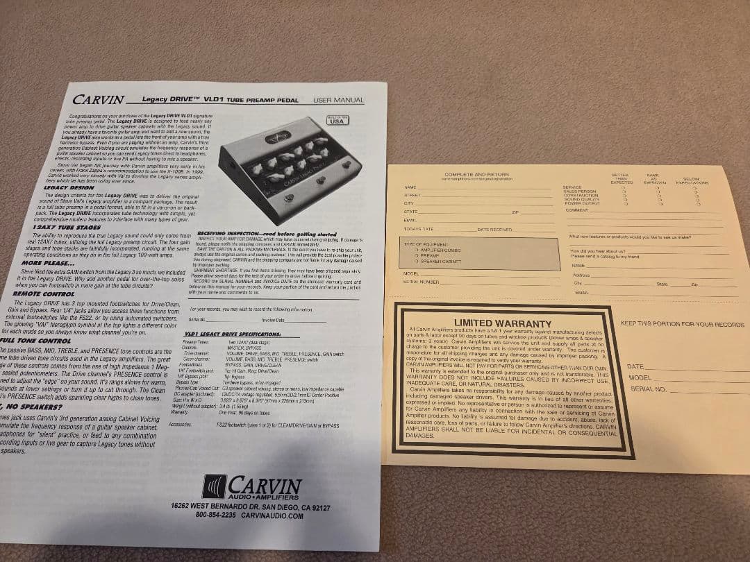 CARVIN Legacy Drive VLD1 スティーヴ・ヴァイ 真空管