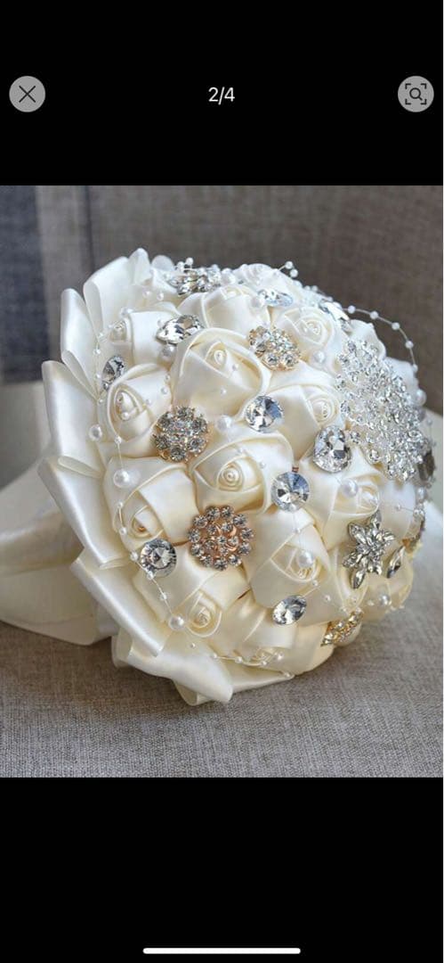 ウェディングブーケ☆サテン生地ラウンドブーケ