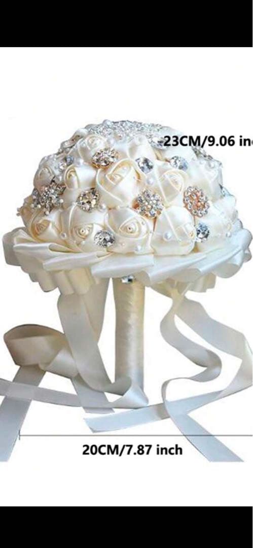 ウェディングブーケ☆サテン生地ラウンドブーケ