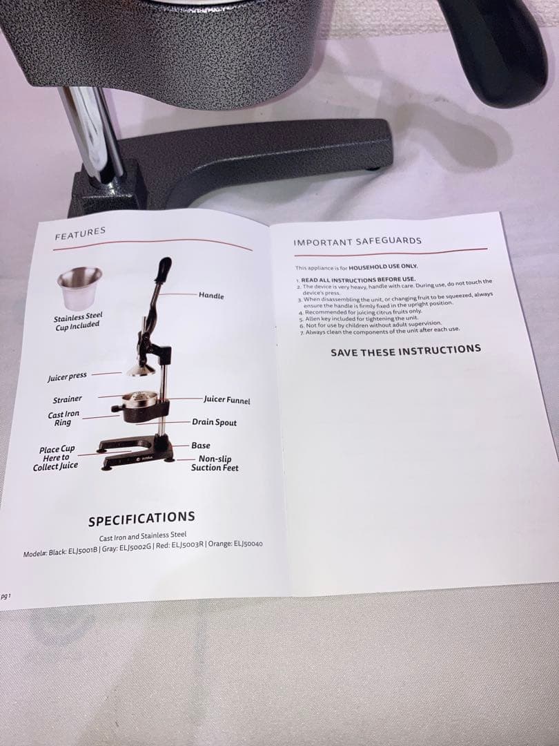 新品　Eurolux 鋳鉄　シトラスジューサー 特大 商用グレード