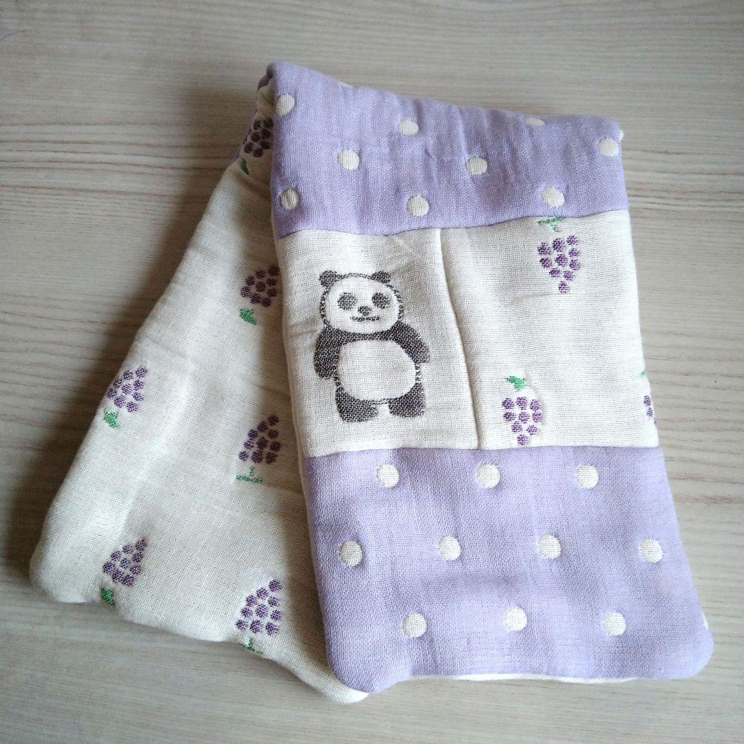 ぶどう② ドット パンダ fuwara ミニ フェイスタオル 12重ガーゼ