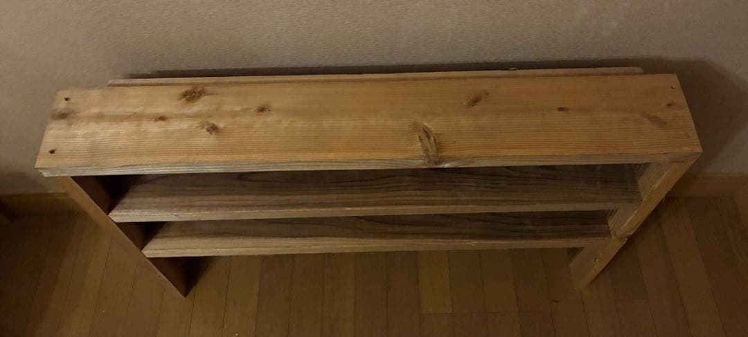 杉 無垢材 すのこベッド オーダー製作品　棚付きヘッドボード 無塗装