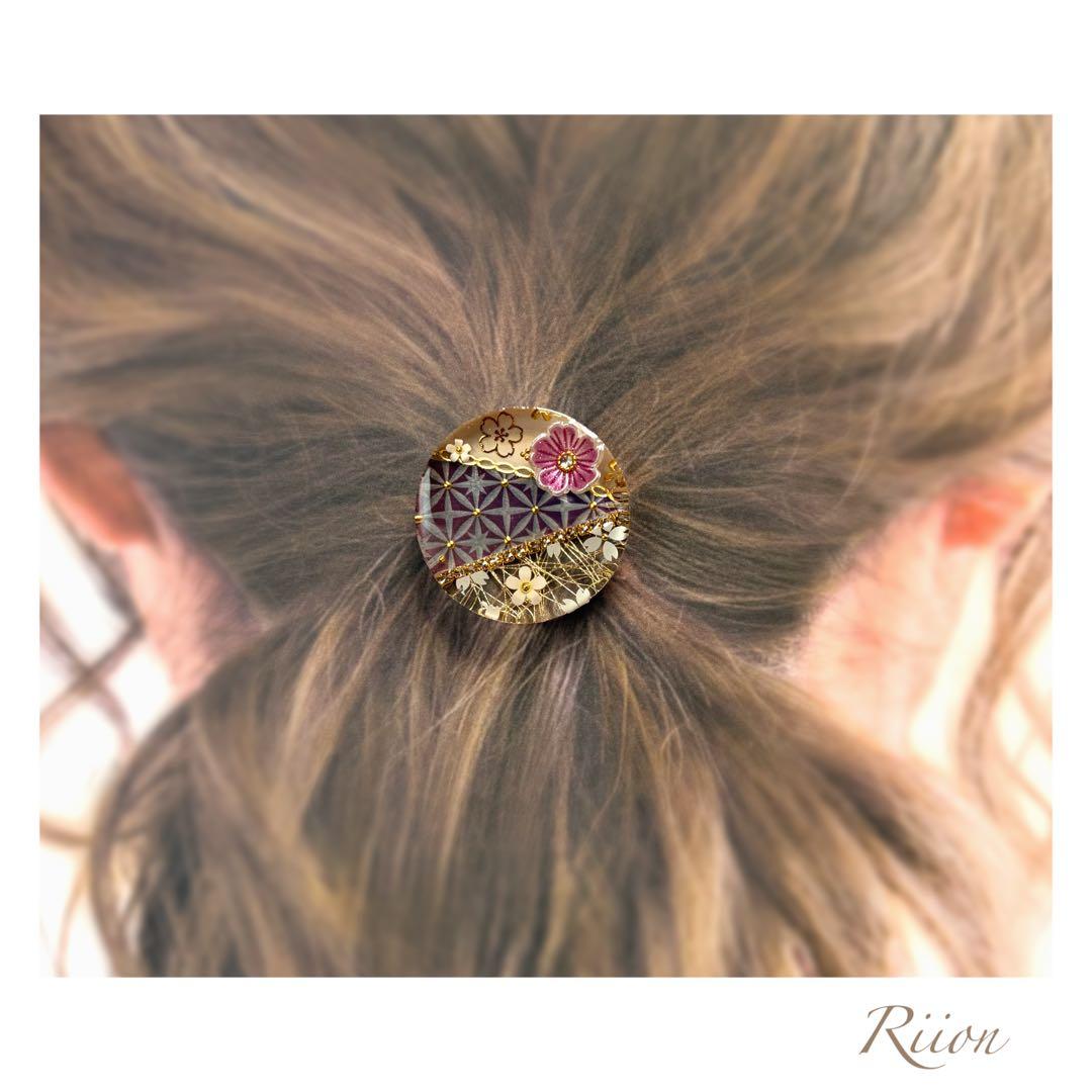 no.1166❀.*゜桜＆切子デザインレジンヘアゴム ❀.*゜2-❹