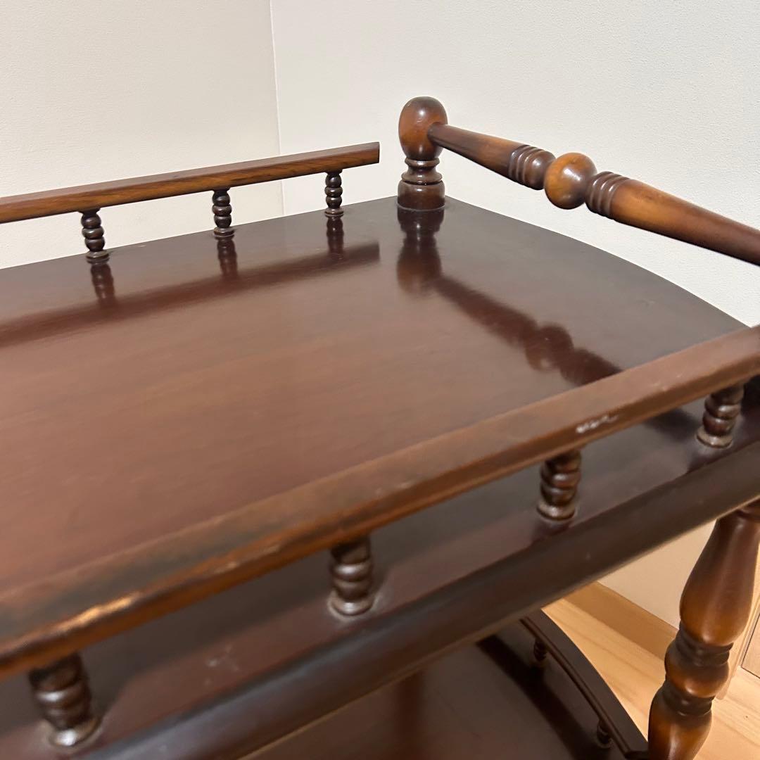 【送料込み】飛騨産業　アンティーク　天然木　キッチンワゴン　ダークブラウン