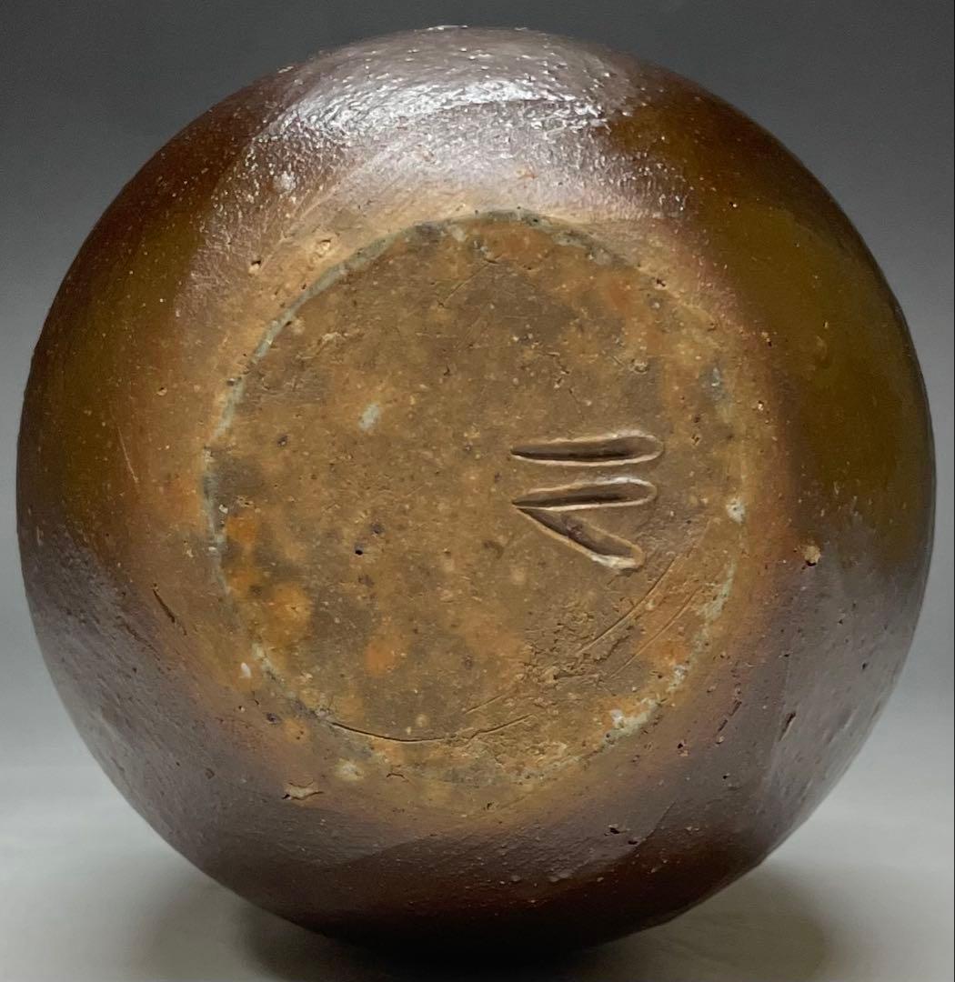 人間国宝　伊勢崎淳　備前徳利　備前焼　四方桟共箱　栞　m5719