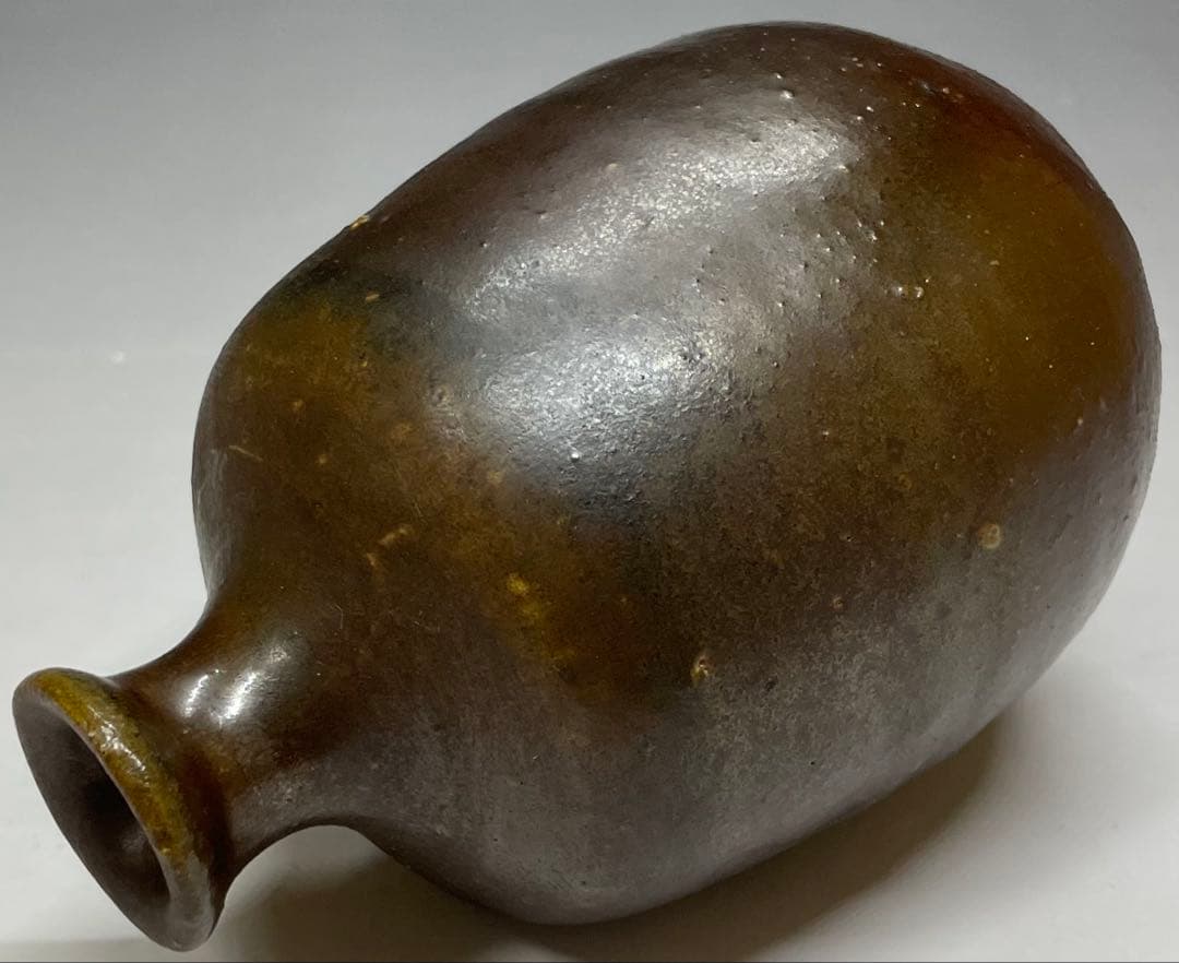 人間国宝　伊勢崎淳　備前徳利　備前焼　四方桟共箱　栞　m5719