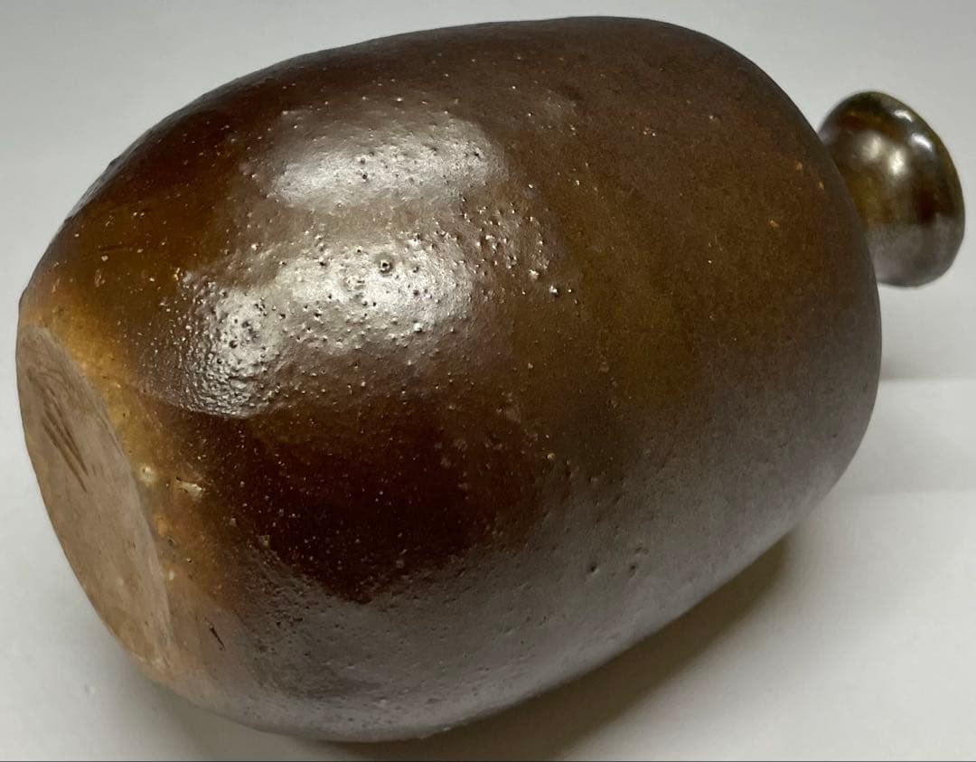 人間国宝　伊勢崎淳　備前徳利　備前焼　四方桟共箱　栞　m5719