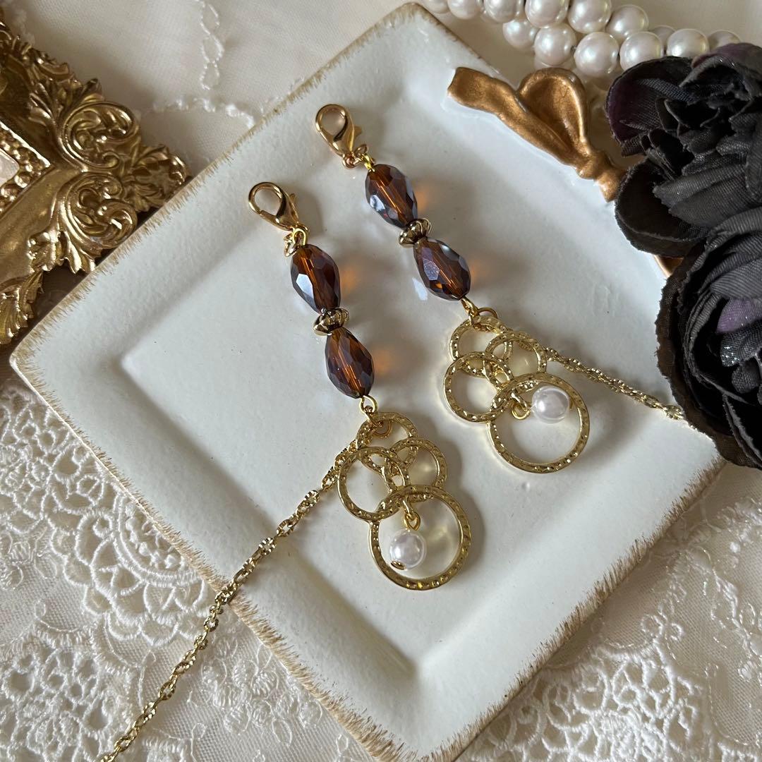 ♪❤️ パール　サークル　雫　マスクチェーン　メガネチェーン　ハンドメイド