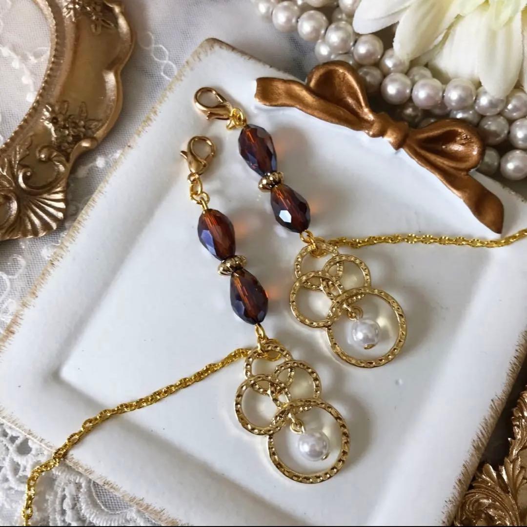 ♪❤️ パール　サークル　雫　マスクチェーン　メガネチェーン　ハンドメイド