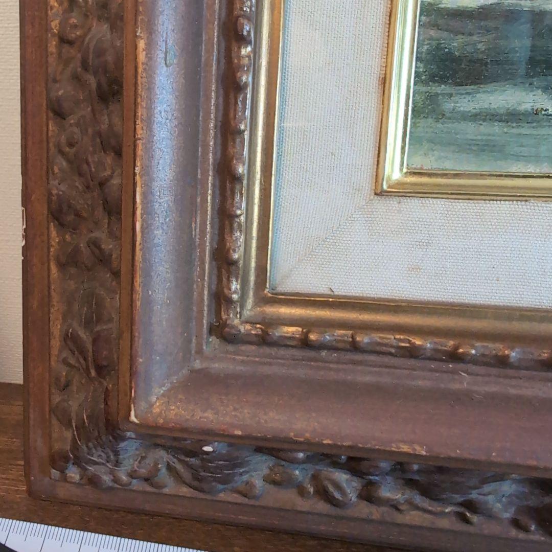 伊丹米夫　ブルゴーニュ村風景　風景画 油彩　画廊共シール　真筆