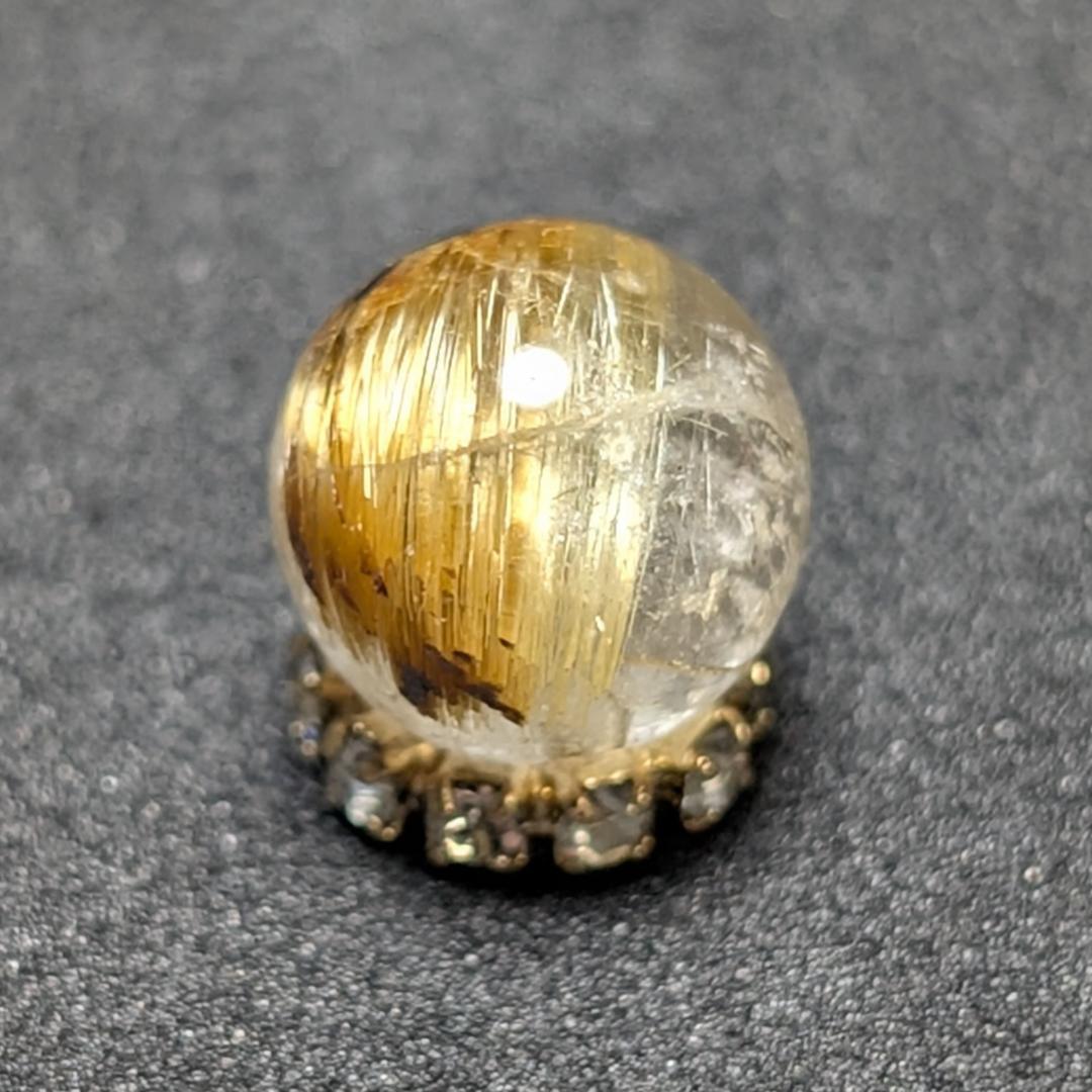 【黄金色が美しい】 キャッツアイルチルクォーツ 8ミリ 粒売り 一点物 貫通穴有