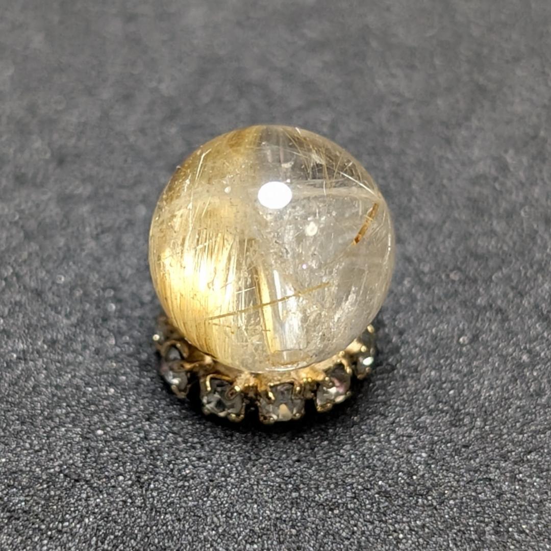 【黄金色が美しい】 キャッツアイルチルクォーツ 8ミリ 粒売り 一点物 貫通穴有