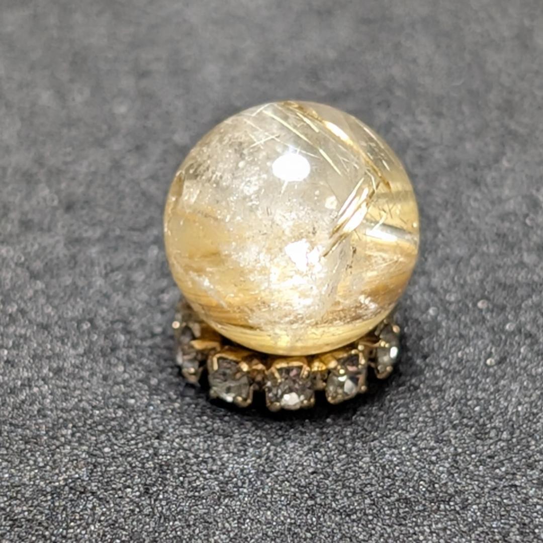 【黄金色が美しい】 キャッツアイルチルクォーツ 8ミリ 粒売り 一点物 貫通穴有