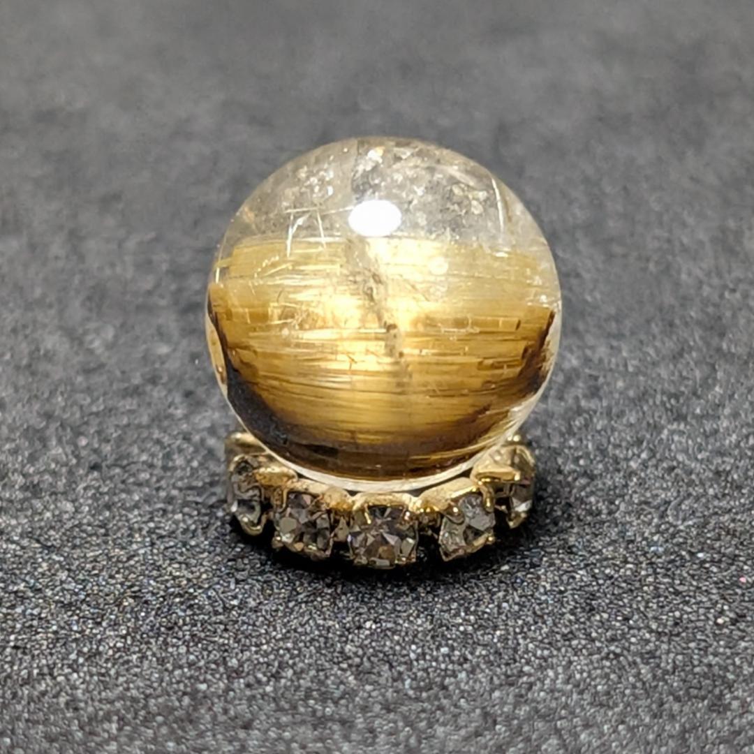 【黄金色が美しい】 キャッツアイルチルクォーツ 8ミリ 粒売り 一点物 貫通穴有