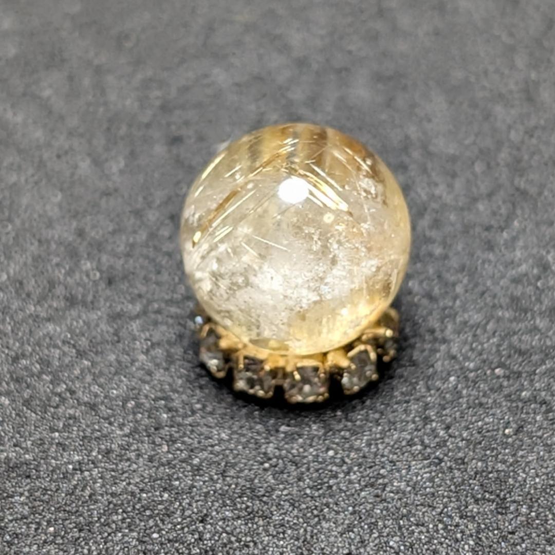 【黄金色が美しい】 キャッツアイルチルクォーツ 8ミリ 粒売り 一点物 貫通穴有