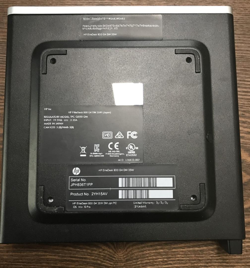 ミニPC HP EliteDesk 800 G4 DM i5-8500T/12G/128G