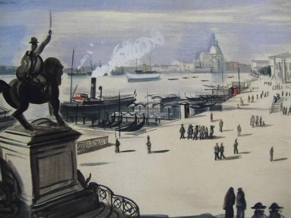 中西 利雄、港の朝、希少な額装用画集より、美品、新品額装付