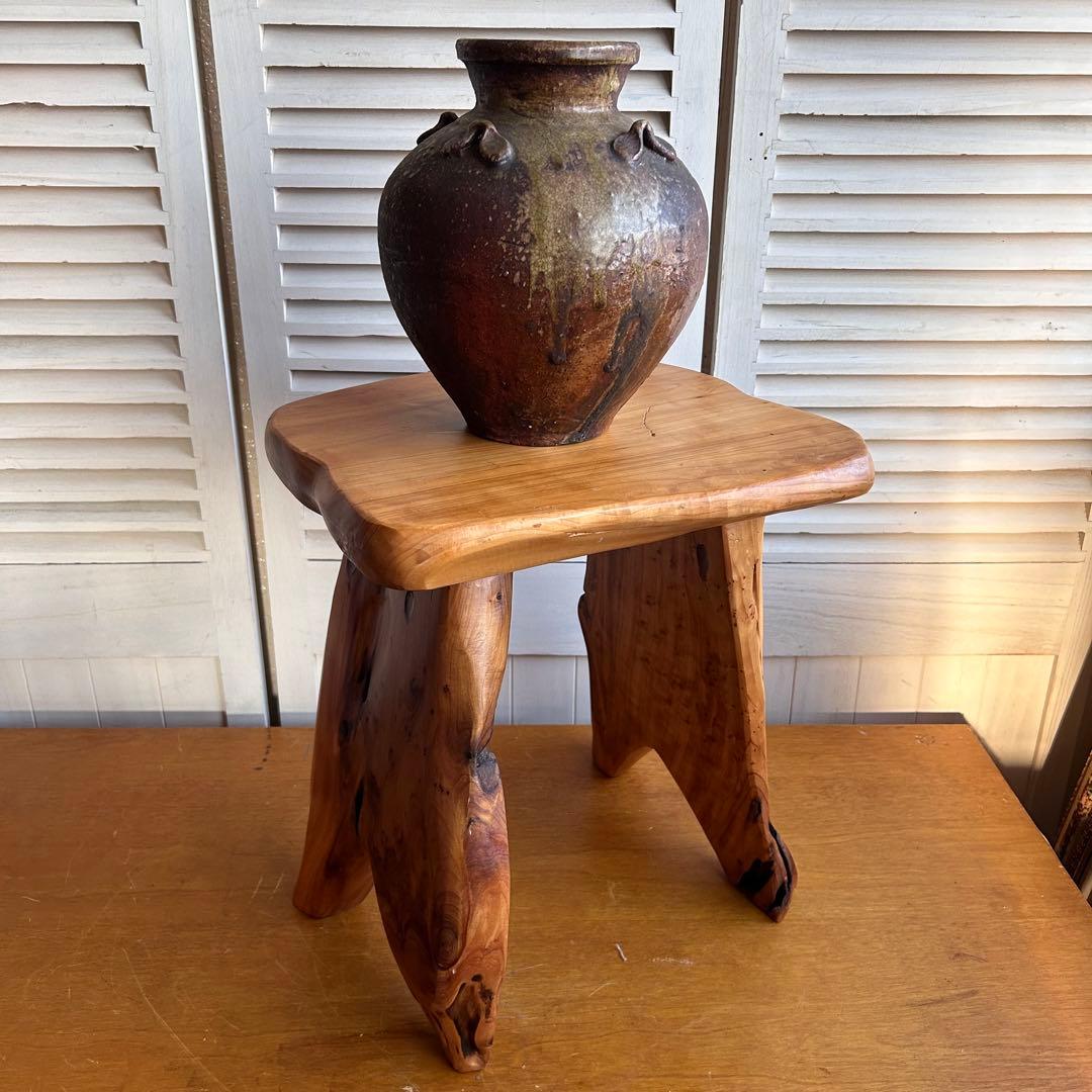 天然木　スツール　花台