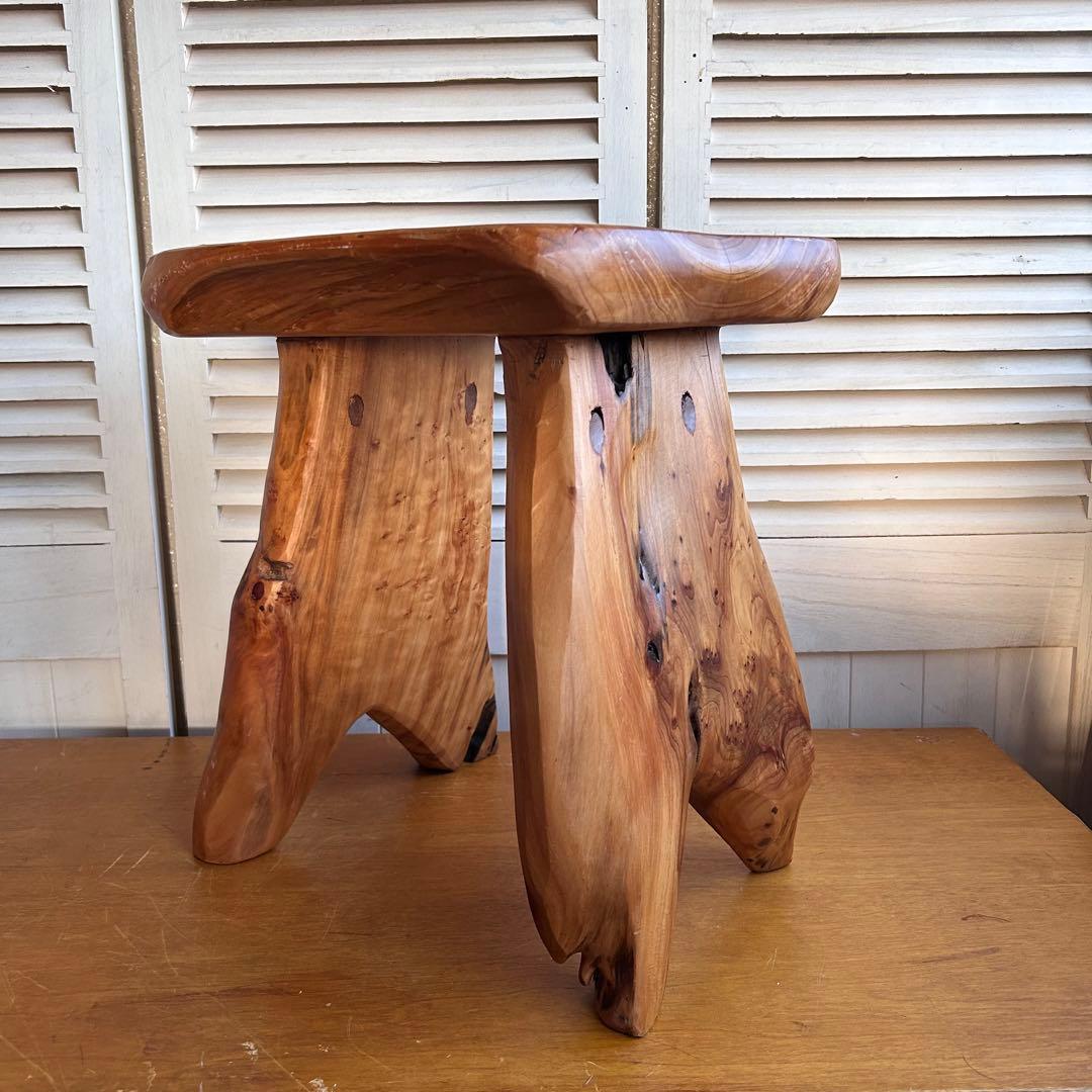 天然木　スツール　花台