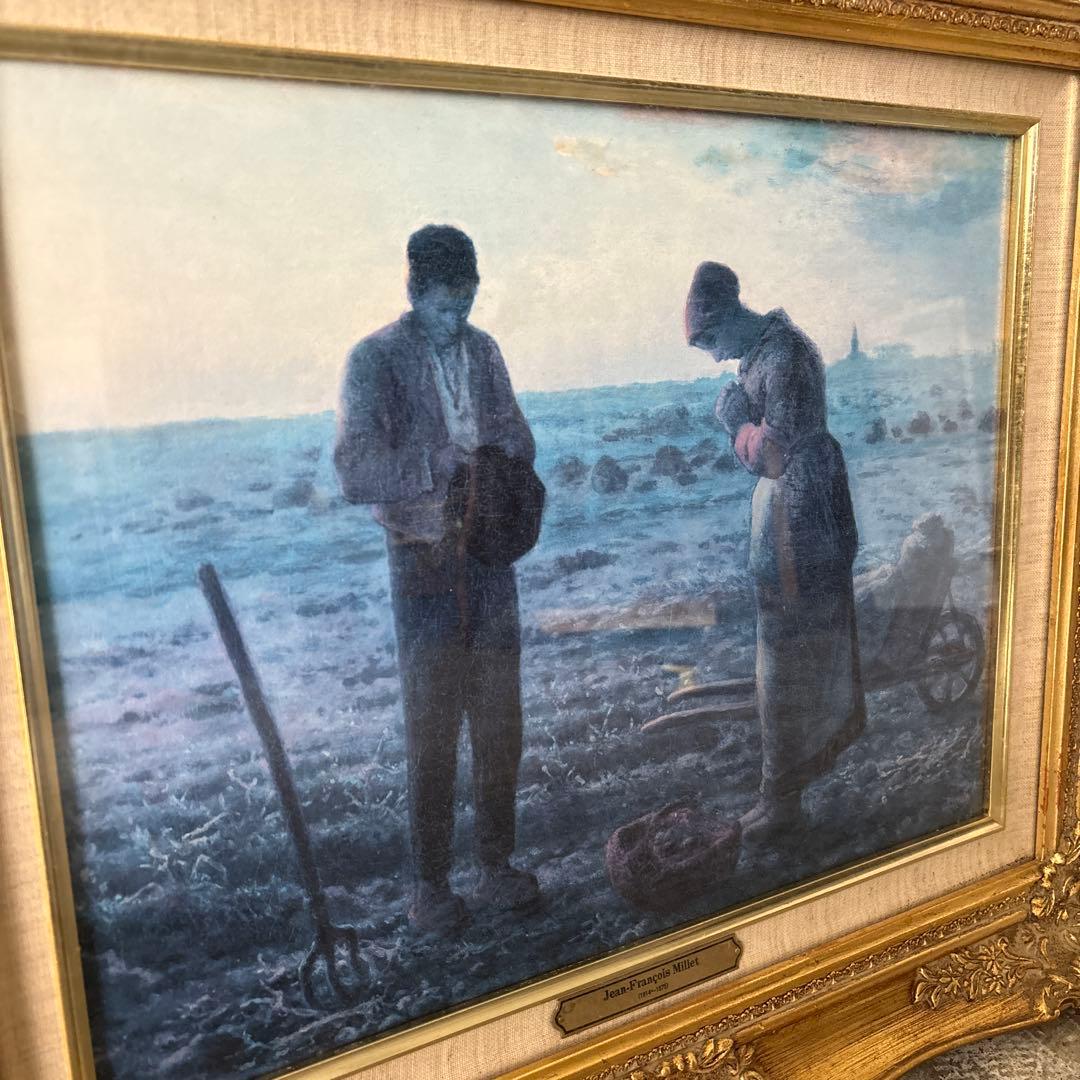 ミレー　種をまく人　世界の名画　アンティークフレーム　絵画　古い額縁　ガラス入り