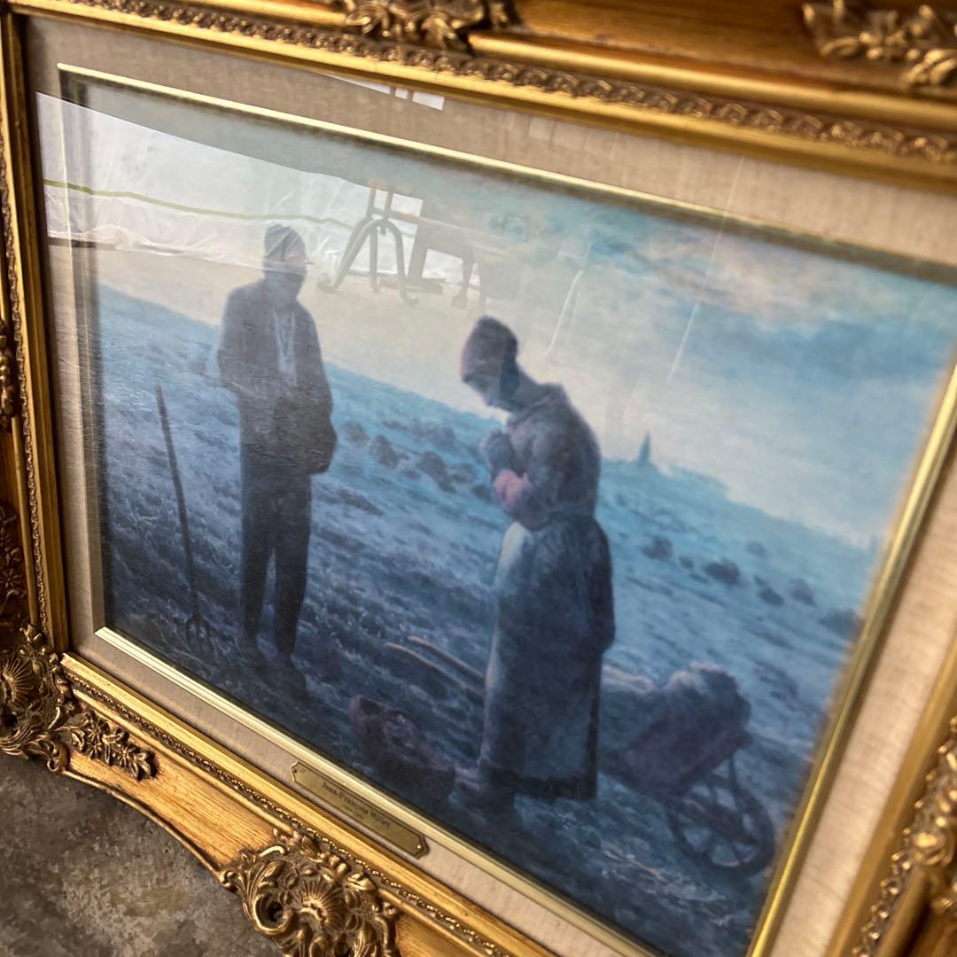 ミレー　種をまく人　世界の名画　アンティークフレーム　絵画　古い額縁　ガラス入り