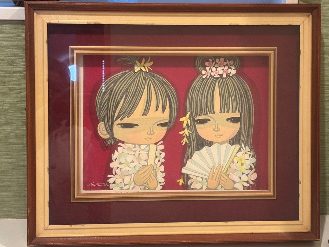 メ*2様 真作保証　池田修三　木版画　「おひなさま」直筆サイン入り　1984年