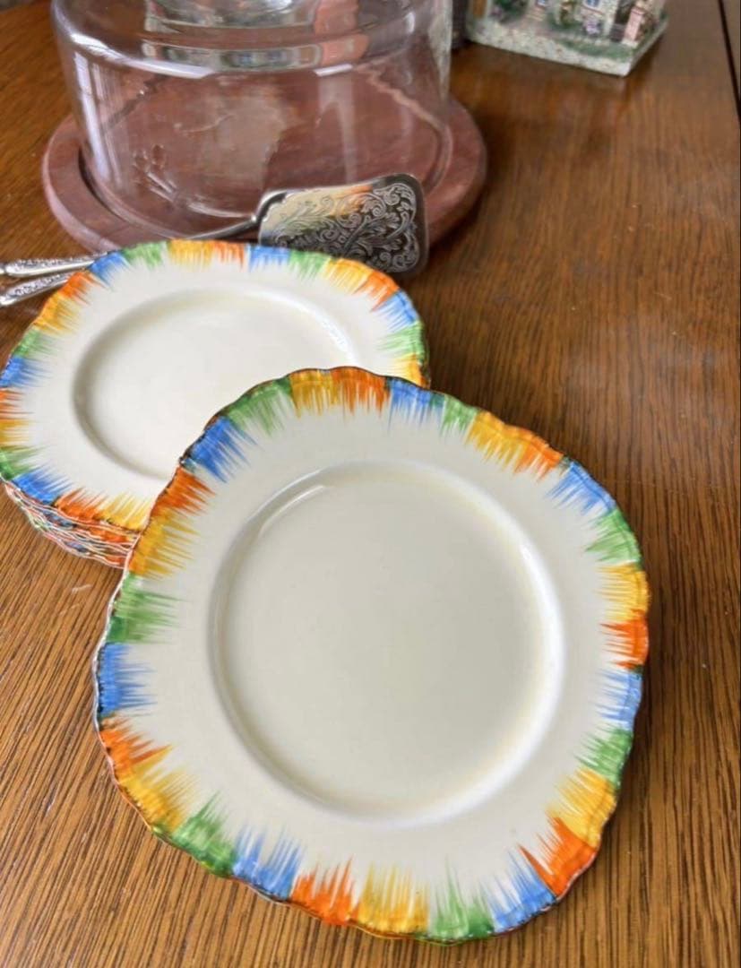 1930’s GRINDLEY 「カメレオン」ハンドペイント　ケーキプレート6枚