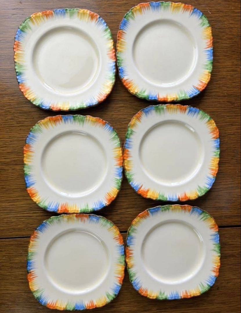 1930’s GRINDLEY 「カメレオン」ハンドペイント　ケーキプレート6枚