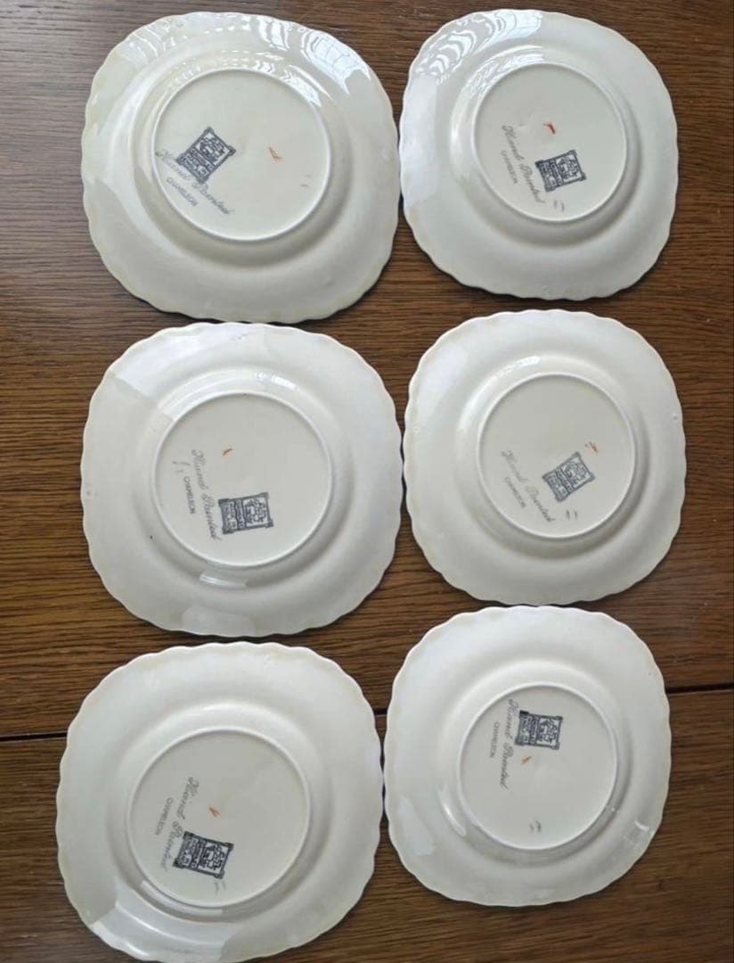 1930’s GRINDLEY 「カメレオン」ハンドペイント　ケーキプレート6枚