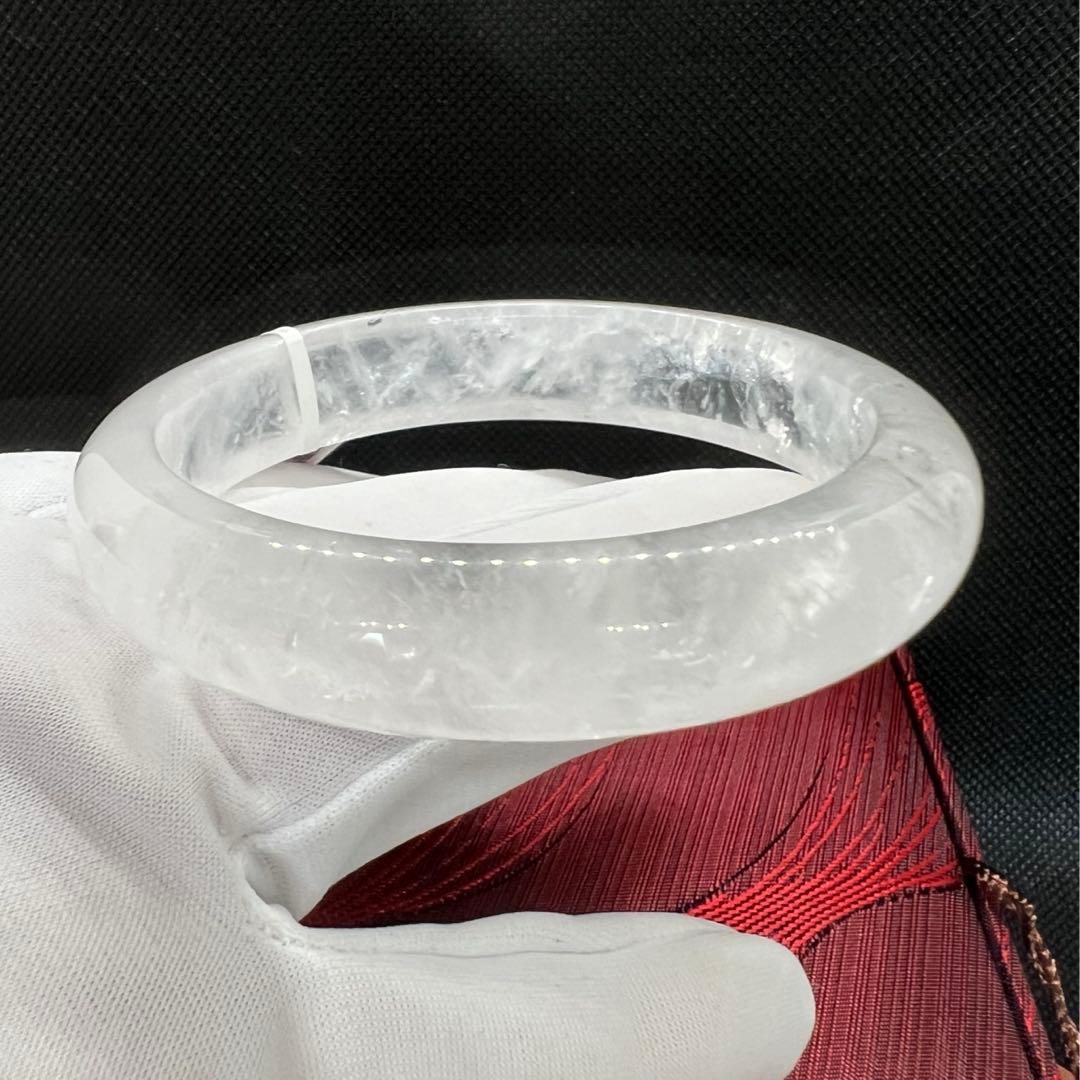新品　ブラジル産　天然白水晶のくり抜きバングルパワーストーン　AB916