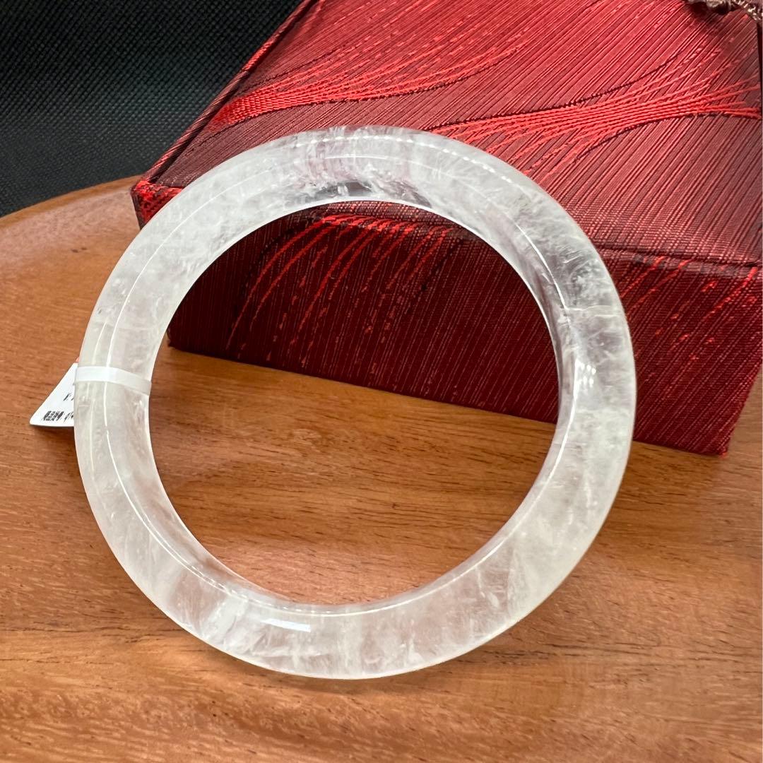 新品　ブラジル産　天然白水晶のくり抜きバングルパワーストーン　AB916