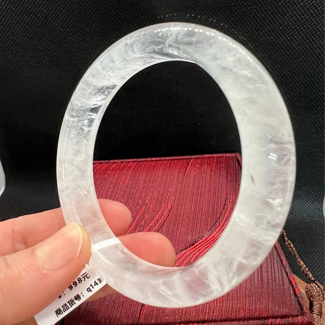 新品　ブラジル産　天然白水晶のくり抜きバングルパワーストーン　AB916