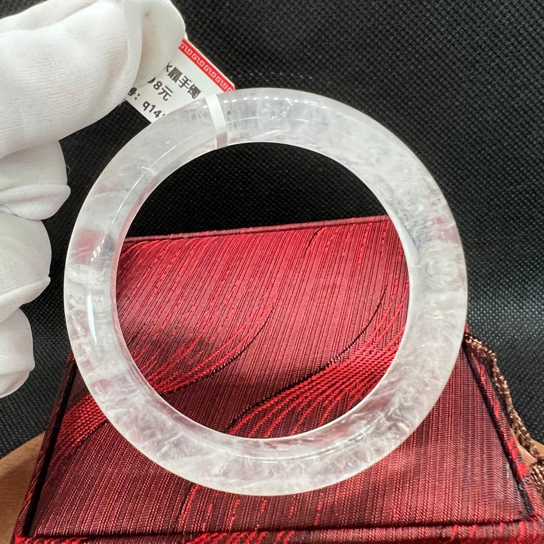 新品　ブラジル産　天然白水晶のくり抜きバングルパワーストーン　AB916