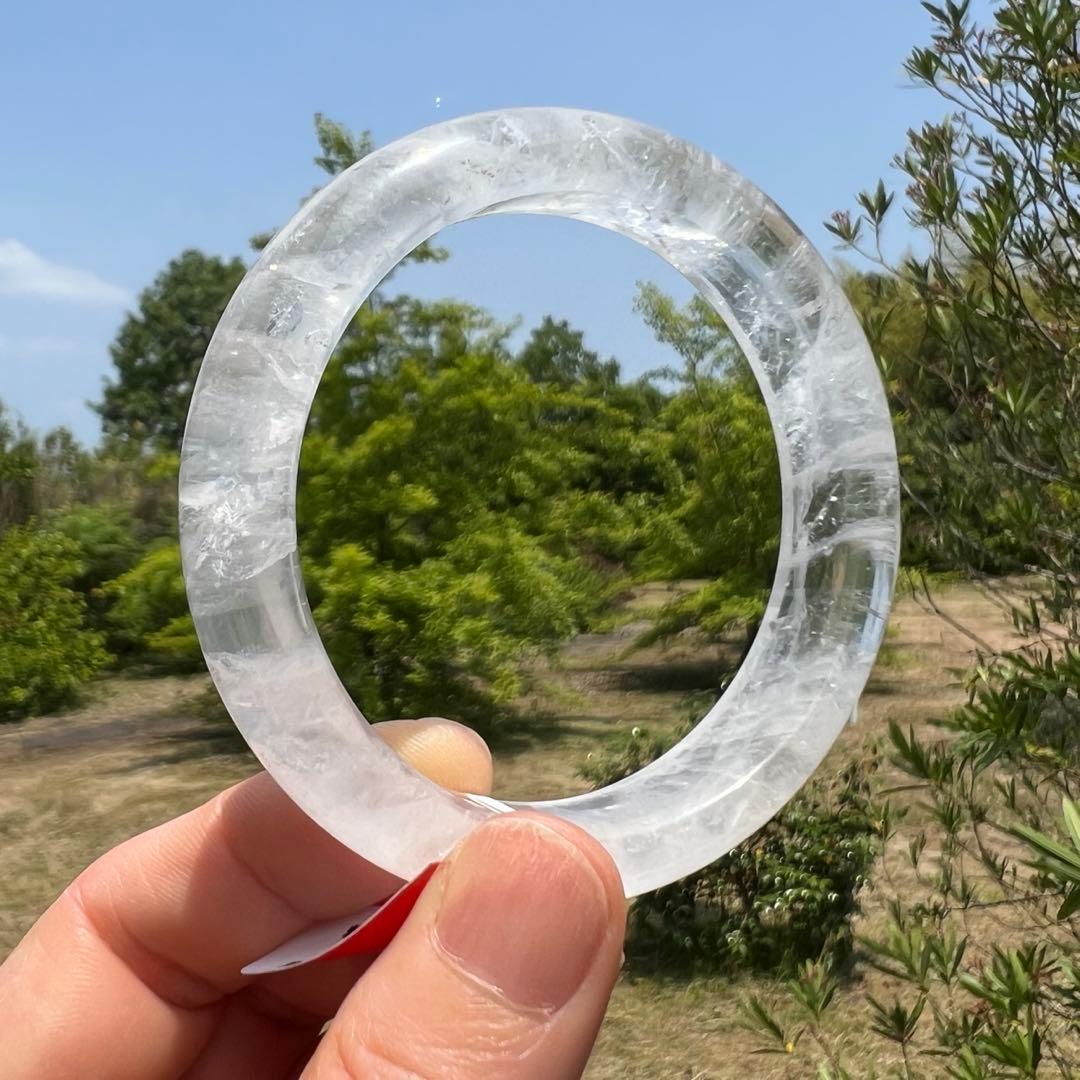 新品　ブラジル産　天然白水晶のくり抜きバングルパワーストーン　AB916