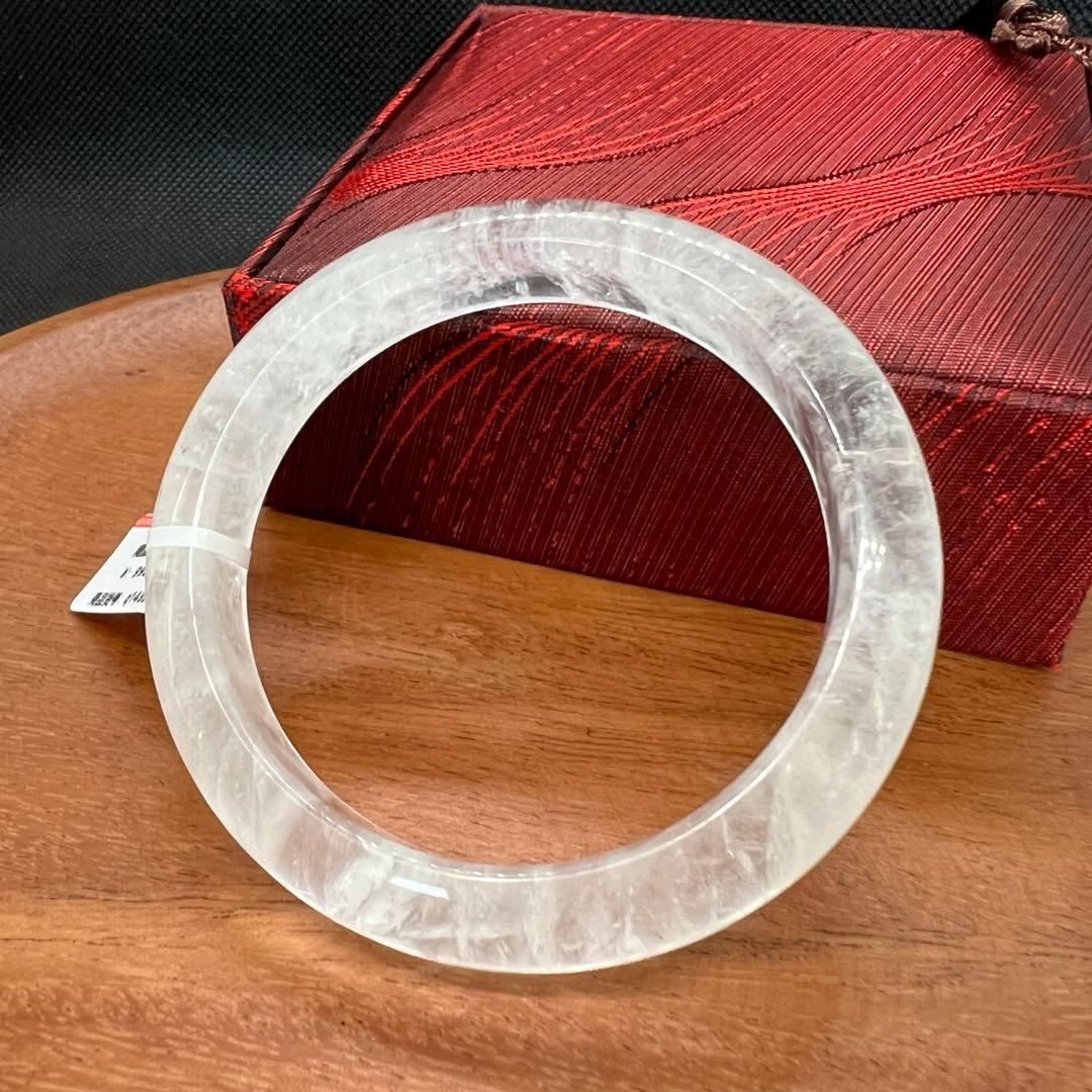 新品　ブラジル産　天然白水晶のくり抜きバングルパワーストーン　AB916