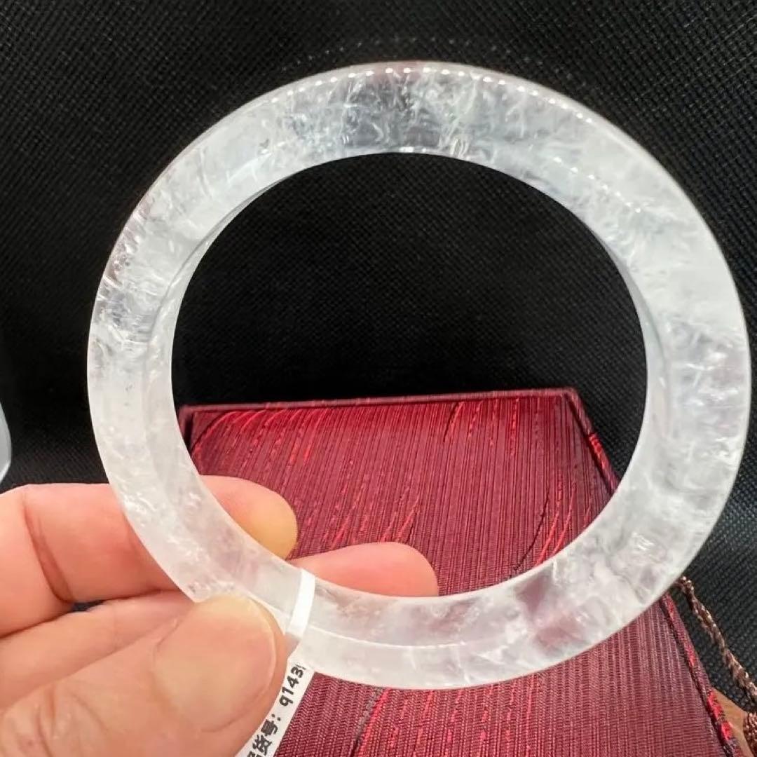 新品　ブラジル産　天然白水晶のくり抜きバングルパワーストーン　AB916