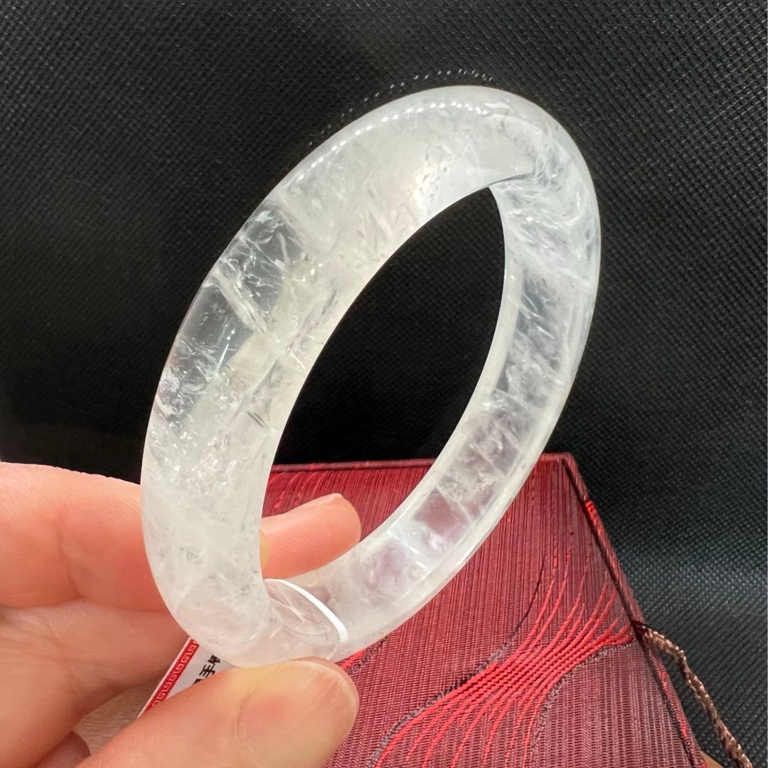 新品　ブラジル産　天然白水晶のくり抜きバングルパワーストーン　AB916