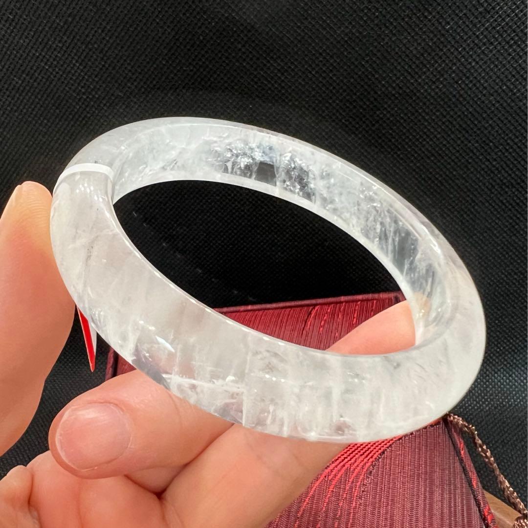 新品　ブラジル産　天然白水晶のくり抜きバングルパワーストーン　AB916