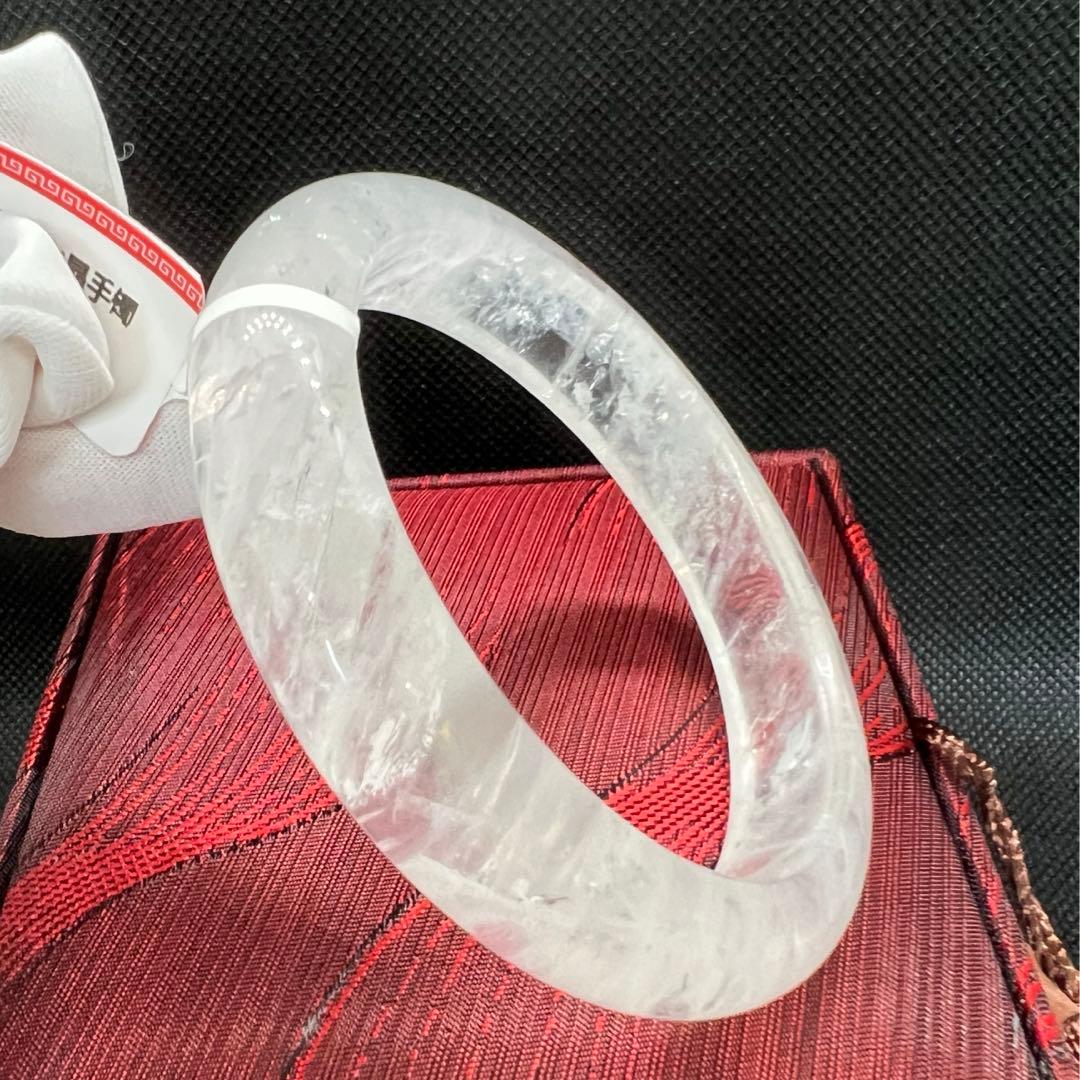 新品　ブラジル産　天然白水晶のくり抜きバングルパワーストーン　AB916